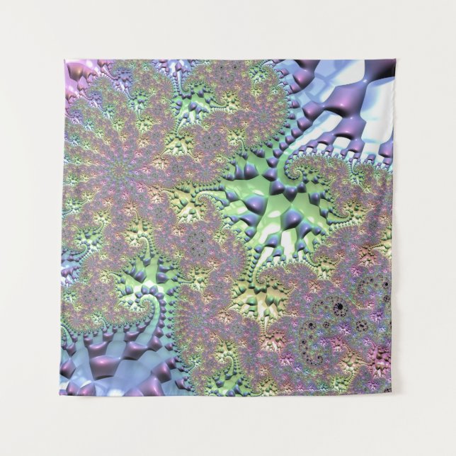 Tapiz Boho Hippie Groovy brillante fractal arcoiris colo (Anverso)