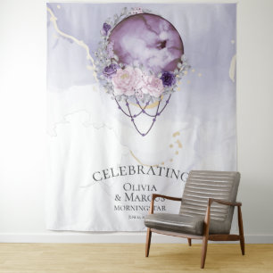 Tapiz Boho Luna Llena Amatista Acuarela Celestial