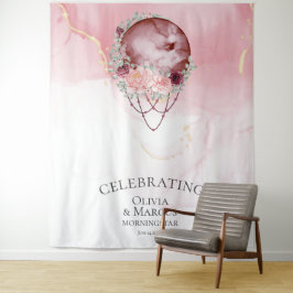 Tapiz BOHO Luna Llena Rosa Polvorienta Acuarela Celestia