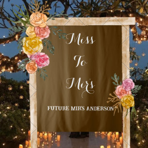 Tapiz Boho "Miss to Mrs" Personalizado Bridal Shower Bac