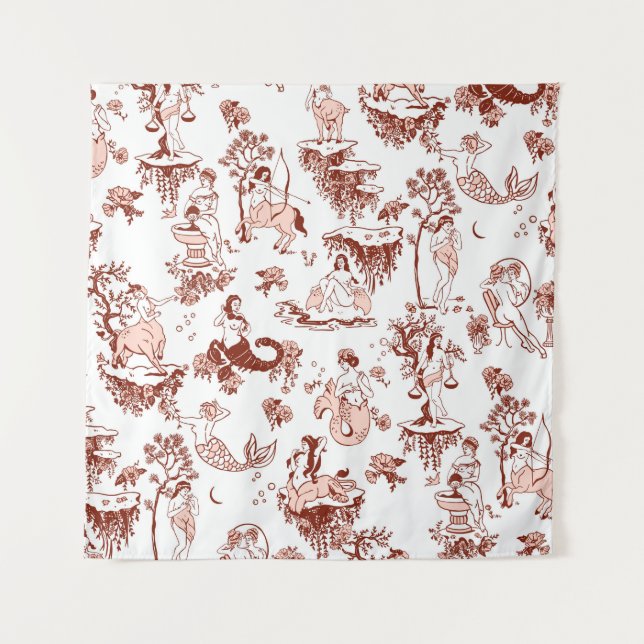 Tapiz Boho Moda Zodiac Rótulo Toile Patrón Astrología Re (Anverso)