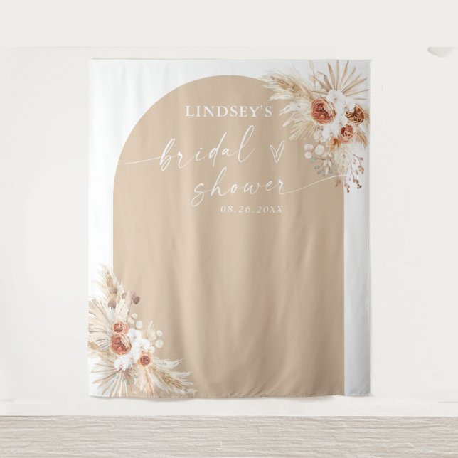 Tapiz Boho Pampas Grass Bridal Shower Tapestry (Anverso)