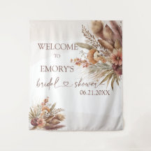 Boho Pampas Grass Bridal Shower Tapestry