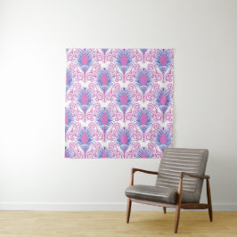 Tapiz Boho Peacock Feather Jewel Tone-Neon Pink