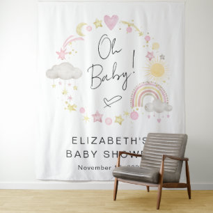 Tapiz Boho Rainbow Baby Shower Bienvenida