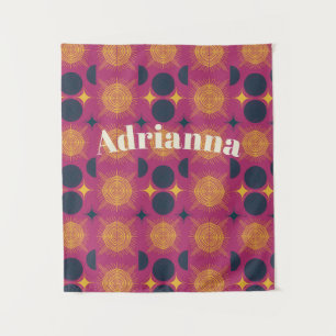 Tapiz Boho Sun Moon Stars Rosa Azul Amarillo