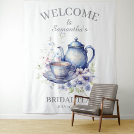 Tapiz Boho Tea Pot Floral Blue Bridal Shower Tea Fiesta