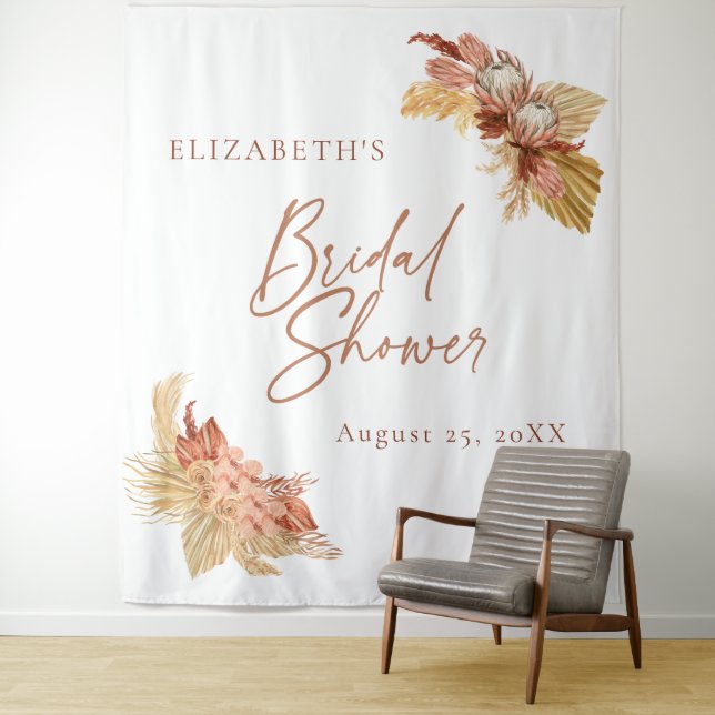 Tapiz Boho Terracotta floral Bridal Shower Fondo (In situ)