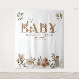 Tapiz Boho Woodland Animals Brown Oh Foto de Baby Shower