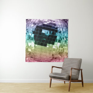 Tapiz Bola de discoteca retro arcoíris glam #1 #retro #p