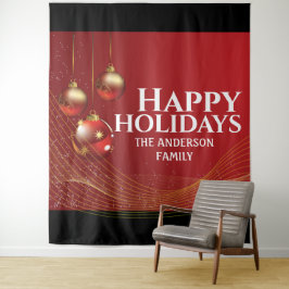 Tapiz Bolas de oro rojo cinta elegante felicitaciones de