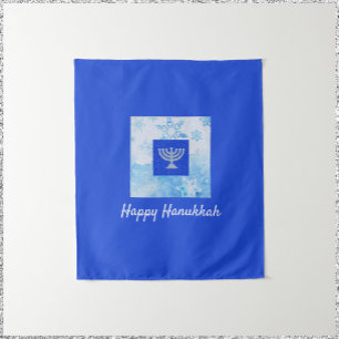 Tapiz Bonito Azul Menorah Hanukkah