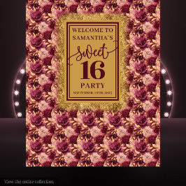 Tapiz Bonito dulce 16 banner Rubor Burgundy Gold