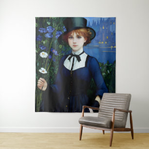 Tapiz Bonito estilo vintage Retrato de Chica de la Acade