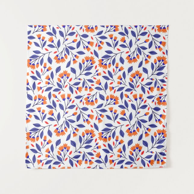 Tapiz Bonito flores pequeñas naranjas patrón sin fisuras (Anverso)