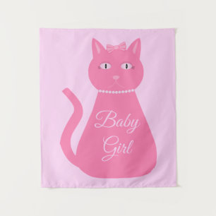 Tapiz Bonito Niña Rosa Personalizado Gato