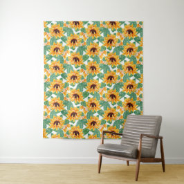 Tapiz Bonito Sunflower Patrón amarillo y verde