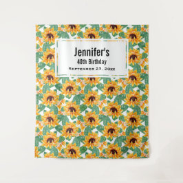 Tapiz Bonito Sunflowers Amarillo y Patrón Verde Cumpleañ