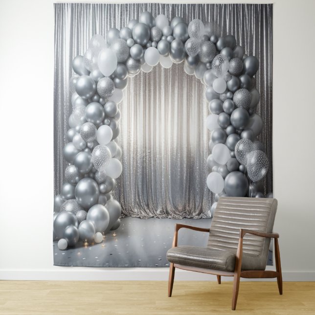 Tapiz Bonitos del Arco de Globos Gris (In situ)