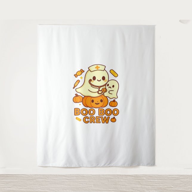 Tapiz Boo Boo Crew Enfermera Fantasma Clásica Camiseta (Anverso)