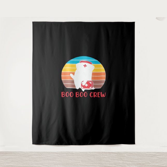 Tapiz Boo Boo Crew Enfermera Graciosa Fantasma Halloween (Anverso)