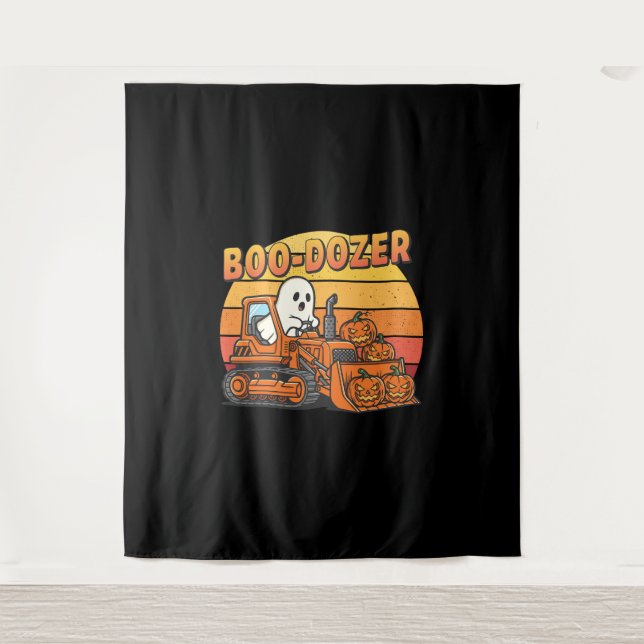 Tapiz Boo Dozer Fantasma Divertido Halloween (Anverso)