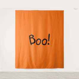 Tapiz Boo naranja tipografía escrita a mano linda Hallow