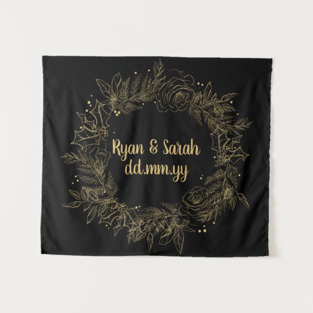 Tapiz Booth fotográfico de invierno con fondo Boda de va (Anverso (horizontal))