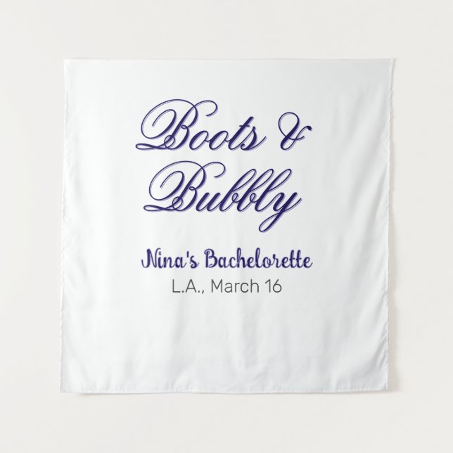 Tapiz Boots & Bubble bachelorette party name purpleplace (Anverso)