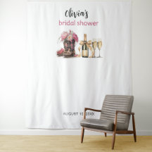 Boots Bubbles Bridal Shower Backdrop Salón de foto