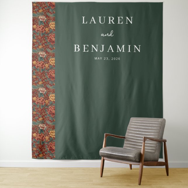 Tapiz Borde Floral Verde Elegante (In situ)