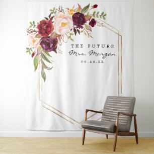Tapiz Borgoña Marsala Futuro Sra Bridal Shower Backdrop