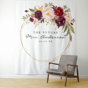 Tapiz Borgoña Marsala Futuro Sra Bridal Shower Backdrop