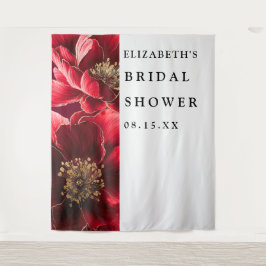 Tapiz Borgoña Rojo Elegante Floral Bridal Shower