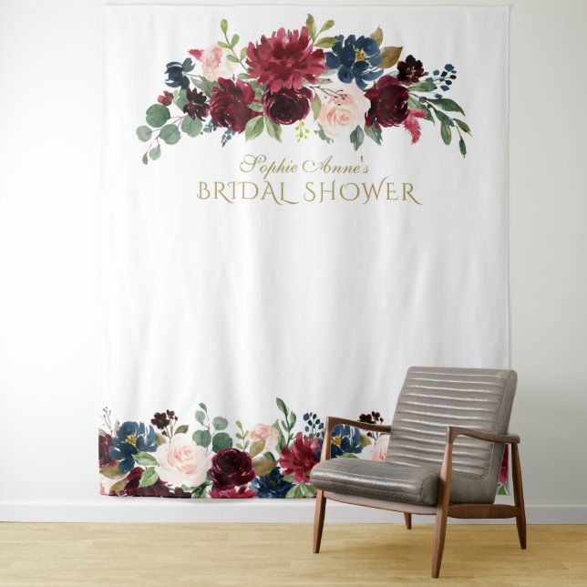 Tapiz Borgoña Rubor Bridal Shower Photo Booth Fondo (In situ)