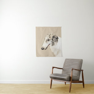 Tapiz Borzoi (Brindle plateado) Pintura original de arte