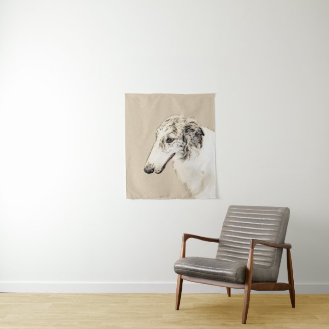 Tapiz Borzoi (Brindle plateado) Pintura original de arte (In situ)