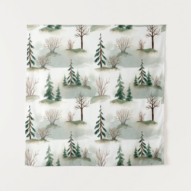 Tapiz Bosque de Invierno: desenfoque verde de mano (Anverso)