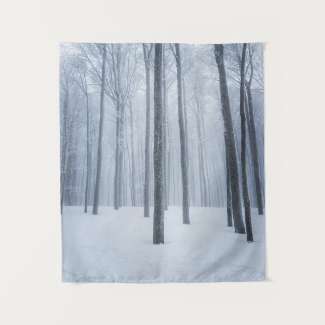 Tapiz Bosque de invierno helado de niebla (Anverso)