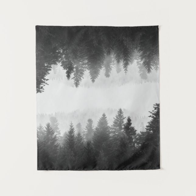 Tapiz Bosque de nitrógeno negro y blanco (Anverso)