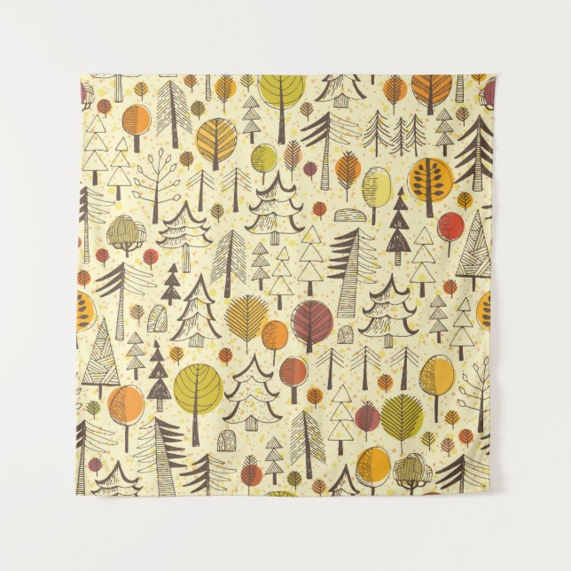 Tapiz Bosque de Otoño: Patrón Gráfico Sin Marea. (Anverso)