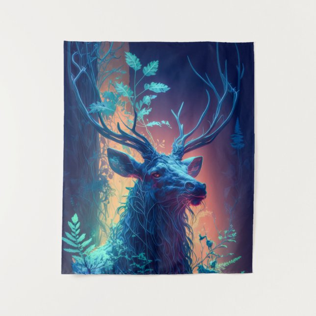 Tapiz Bosque de vida silvestre de pintura con retrato an (Anverso)