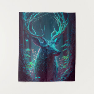 Tapiz Bosque de vida silvestre de pintura con retrato an