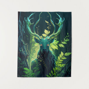 Tapiz Bosque de vida silvestre de pintura con retrato an