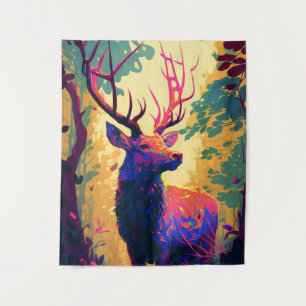 Tapiz Bosque de vida silvestre de pintura con retrato an