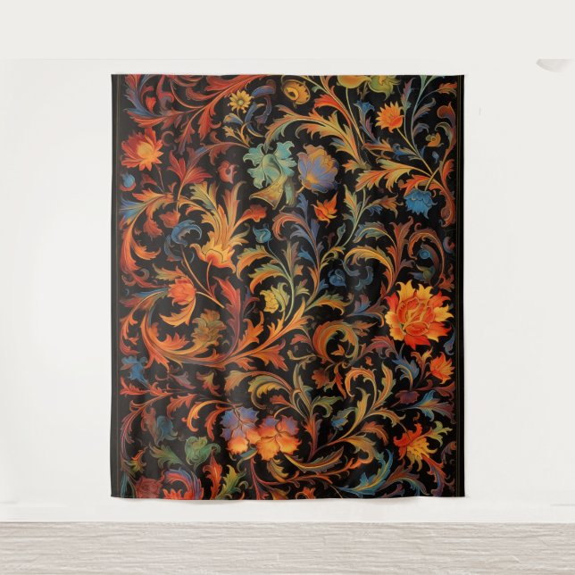 Tapiz botánico - Colores brillantes de noche (Anverso)