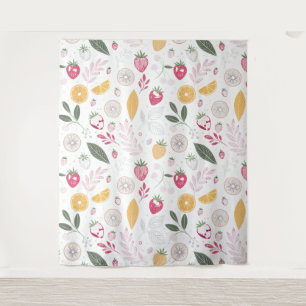 Tapiz Botánico de Pared de Fresa y Cítricos