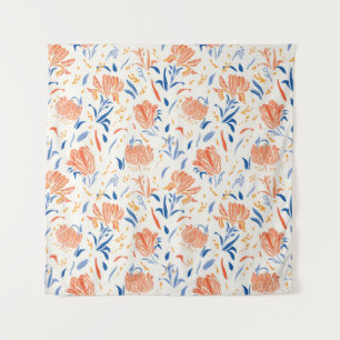 Tapiz Botany linocut barroco: fondo floral sin costuras