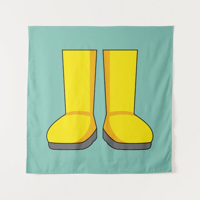 Tapiz Botas de lluvia amarillas de goma (Anverso)