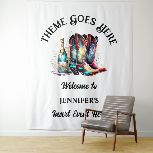 Tapiz Botas de vaquera occidentales vino brillante iridi (In situ)